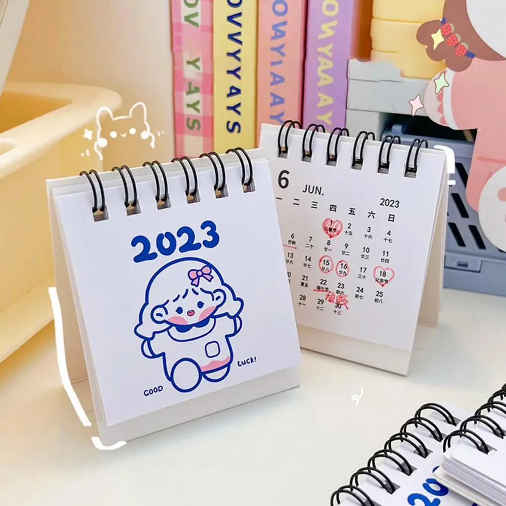 Kumparan Ganda Novel 2023 Kalender Rencana Bulanan Kreatif Kalender Meja Mini Lipat Lucu untuk Rumah