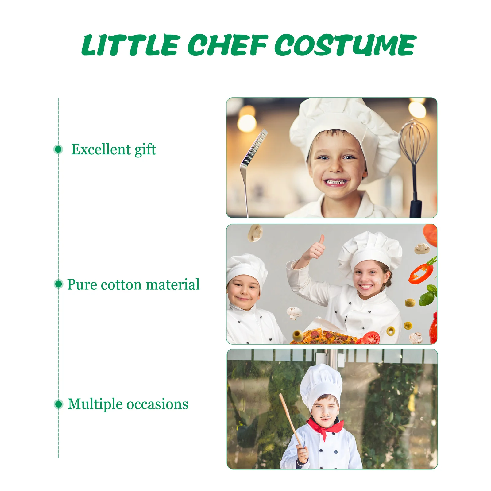 3 Piece Kids Chef Costume Set 110cm Short Sleeve Hat Coat Apron Cotton Child Halloween Christmas Gift