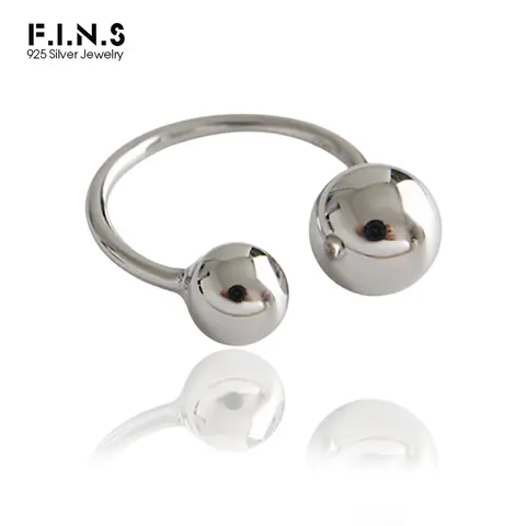 F.biosN.S-Bague Classique Double Boule Ronde en Argent Sterling 925 pour Femme, Petit Anneau de Doigt Queue de Parker, Bijoux Fins Féminins