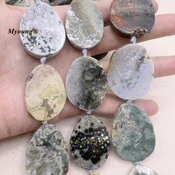 Egg Shape Natural Ocean Jaspers Slab Pendant Beads Gems Stone Slice Bead For DIY Jewelry Making MY230616