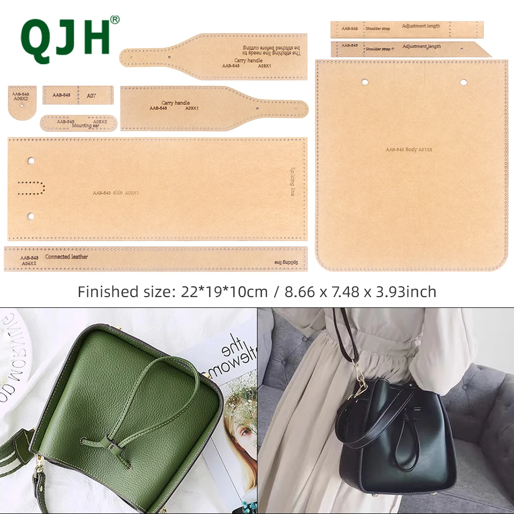 1 Juego de Kit para manualidades de piel sintética DIY, juego para hacer bolsos y bolsos de hombro con plantillas de papel Kraft para bolsos cruzados