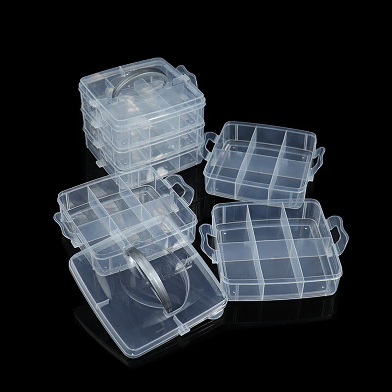 1PC 3-layer 18 Grid Transparent Storage Box Detachable Plastic Box Toolbox Toy And Accessory Storage Box