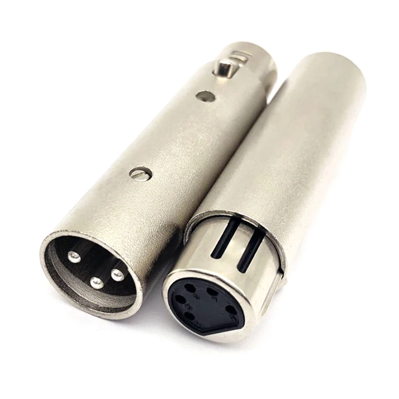 

1pcs Metal XLR 3 Pin Male to 5 Pin Female Microphone Audio Lighting Converter Adapter Connector High quality