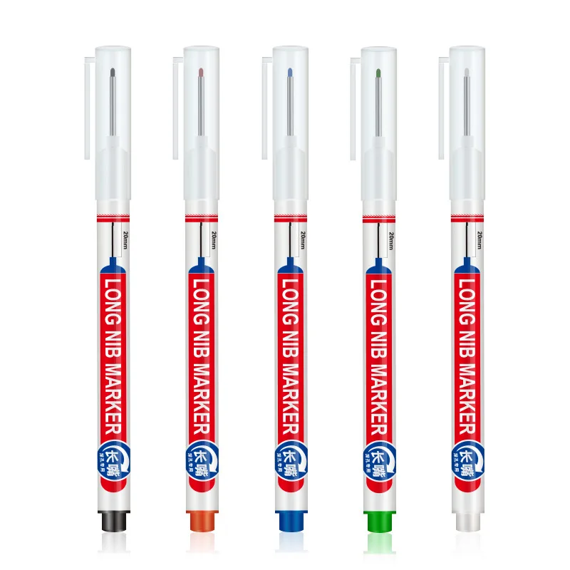 8-Piece Set: 20mm Deep Hole Long Tip Fine Nib Marker for Versatile Applications Including Waterproof Woodworking and More image 5
