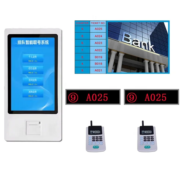 

Wall Mount Wireless Queue Number System Multi-language Calls Arabic Portuguese for Display Queue Management System