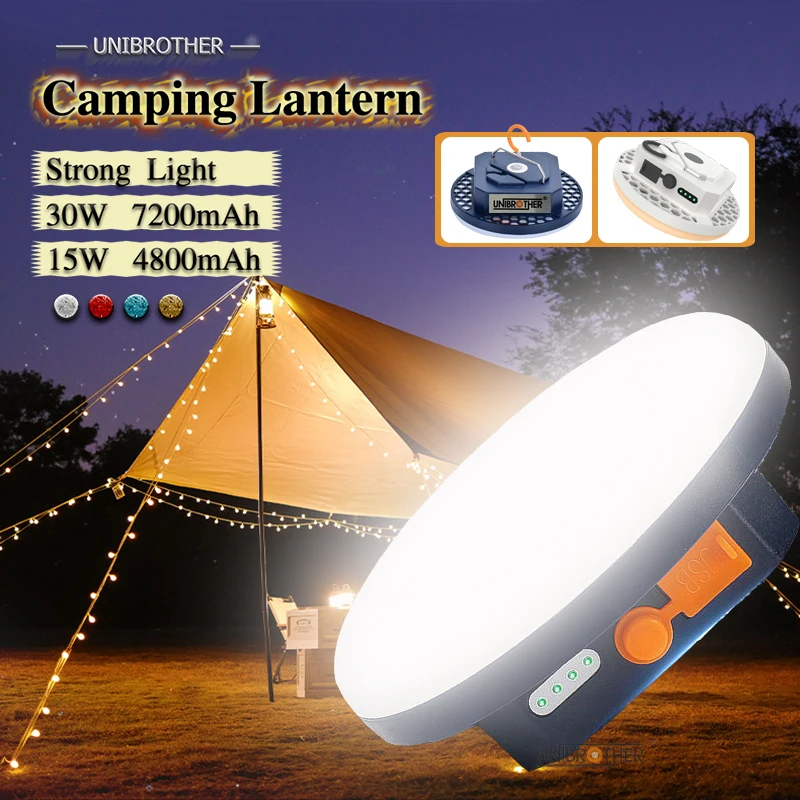 Portable Camping Lantern Rechargeable Strong Light Camping Lamp LED Bulb Emergency High Power Tent Lighting Flashlight Equipment