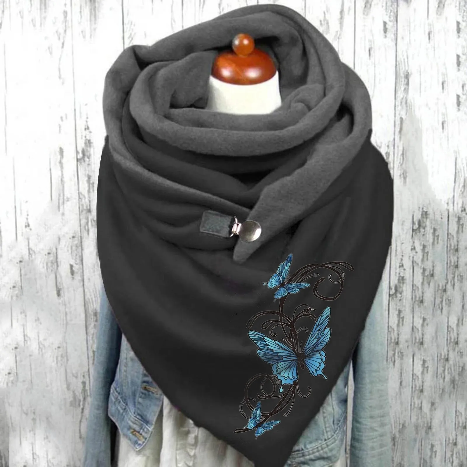 Cotton Print Button Winter Cashmere Scarf Shawl Women'S Scarf Warm Fashion Soft Wrap Scarve Shawls Unisex Pashmina Wrap Foulard