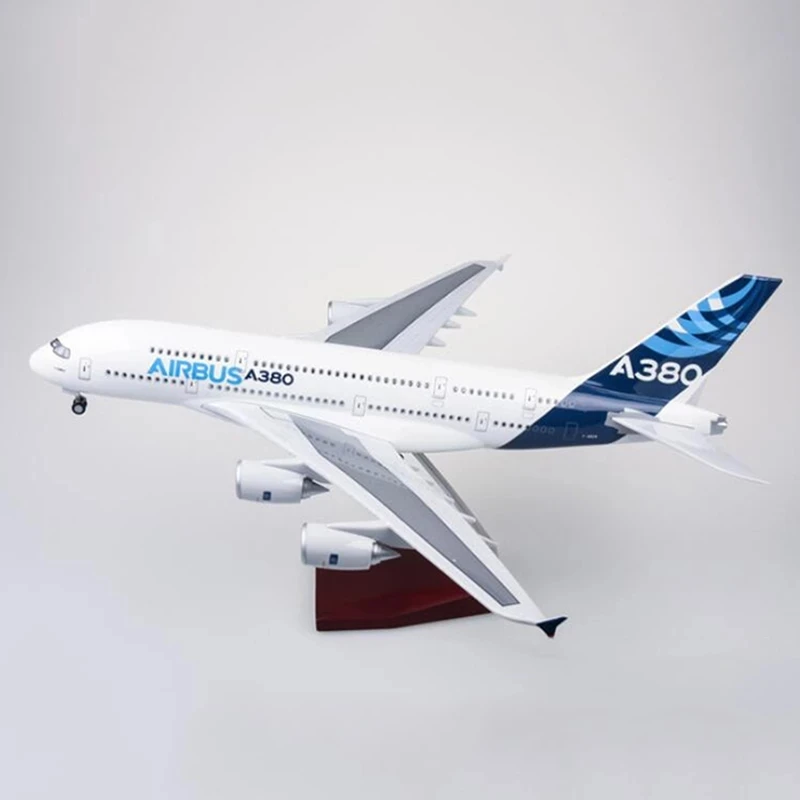 1:160 Scale Model Airplane prototype Airbus 380 Planes Model Kits Diecast Airplane for Adults with Light(Touch or Sound Control)