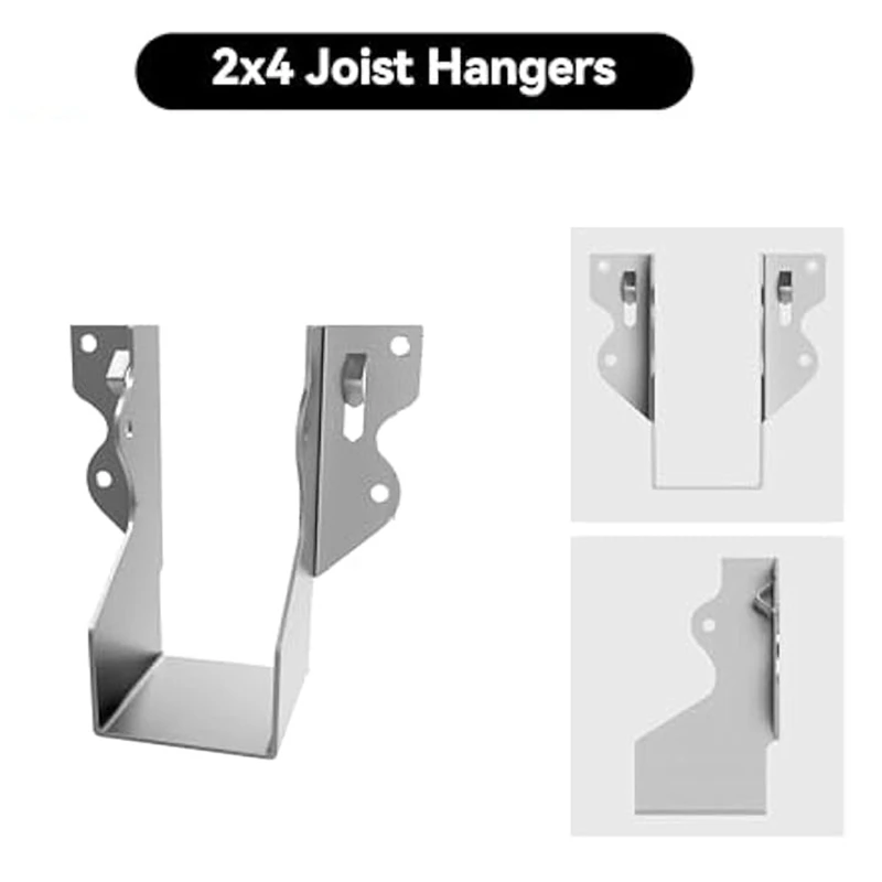 10Pcs LU24 2X4 Galvanizing Face Strong Tie Brackets Joist Hanger Mount Joist Hangers For Wood Hurricane Ties Rafter Ties