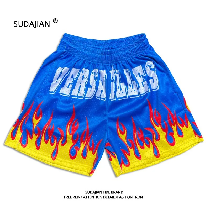 Summer New Leopard and flame colors style Short Classic Casual Street Print Gym Shorts Men\'s Gym Basketball Sports Beach Shorts