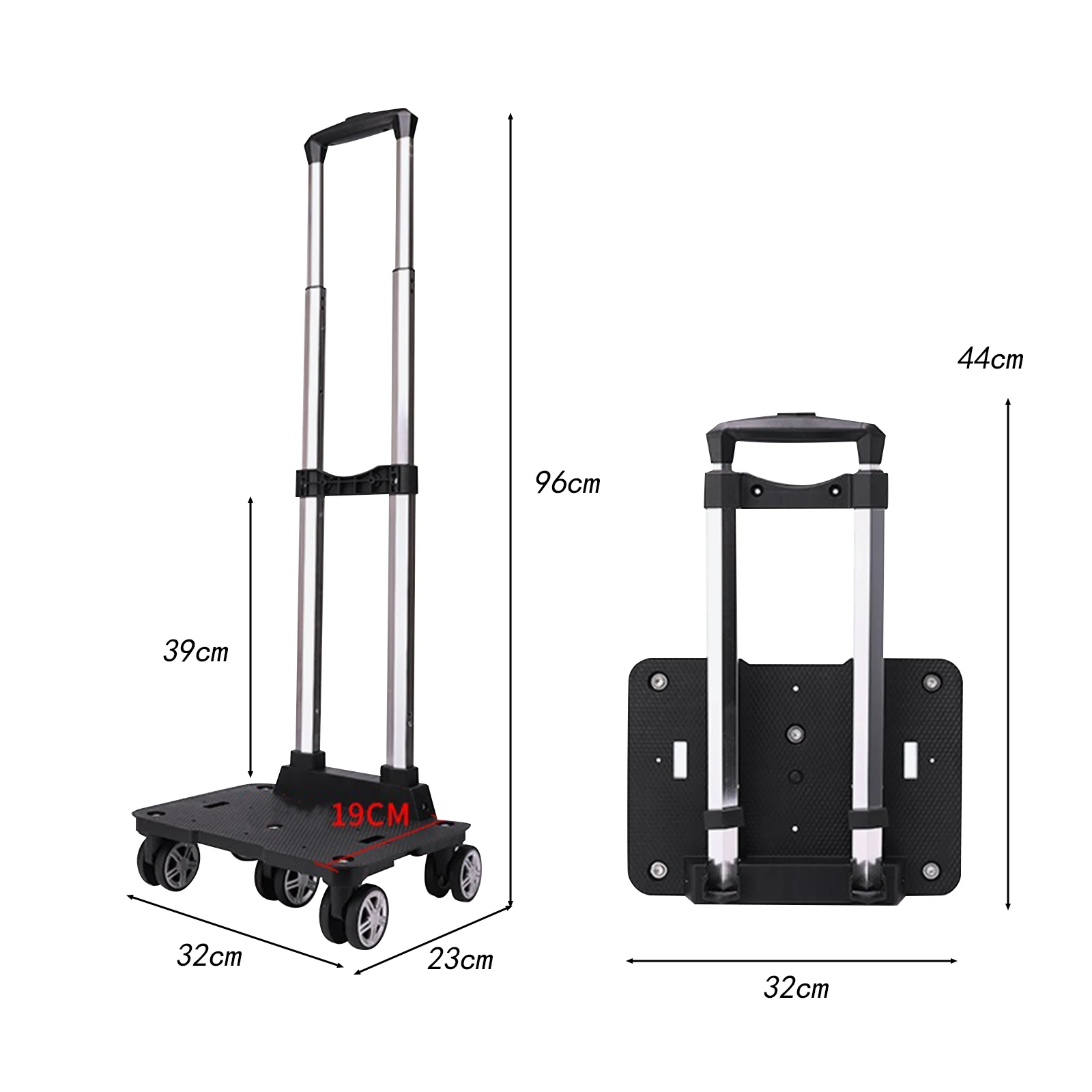 Portable Folding Luggage Cart Luggage 5-Wheel Trolley Lightweight Folding for School Bag Home Travel Shopping Hand Truck