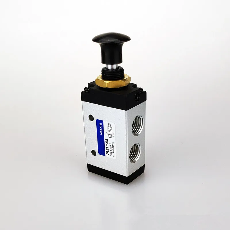 1 قطعة دليل اليد سحب دفع الملف اللولبي صمام 3 ميناء 2 موقف ثقب العادم G1/4 "تدفق الهواء الموضوع هوائي الألومنيوم اليد العودة