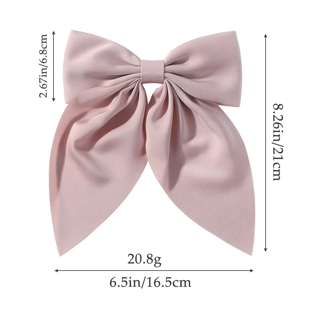 Elegant Bow Ribbon Hair Clip Fashion Simple Solid Satin Spring Clip Hair Pin Retro Headband with Clips Girls Hair Accessories