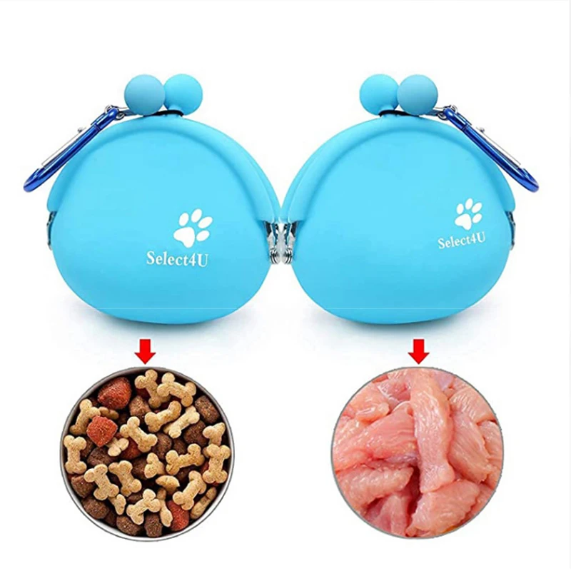 Tren de silicona para perros y mascotas, bolsa con bolsillos para aperitivos y comida, para caminar, entrenamiento de perros, almacenamiento de