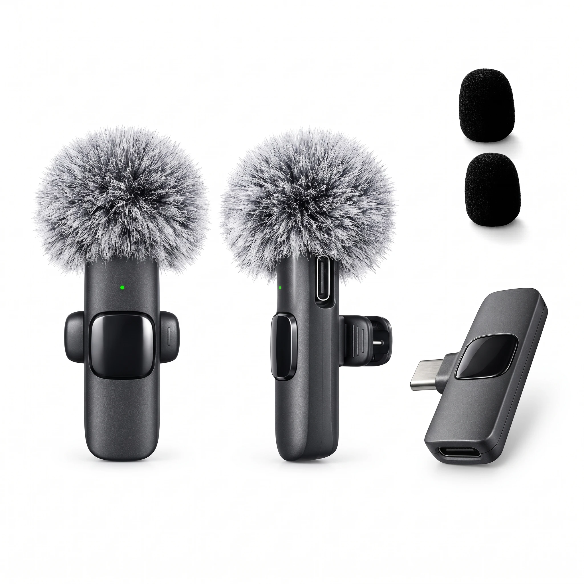 Wireless Lapel Microphone, Plug‑and‑Play, Long Battery Life, Portable, Type‑C Port, Ideal for Vlogging & Live Streaming.