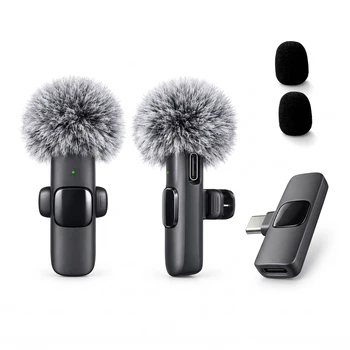 Wireless Lapel Microphone, Plug‑and‑Play, Long Battery Life, Portable, Type‑C Port, Ideal