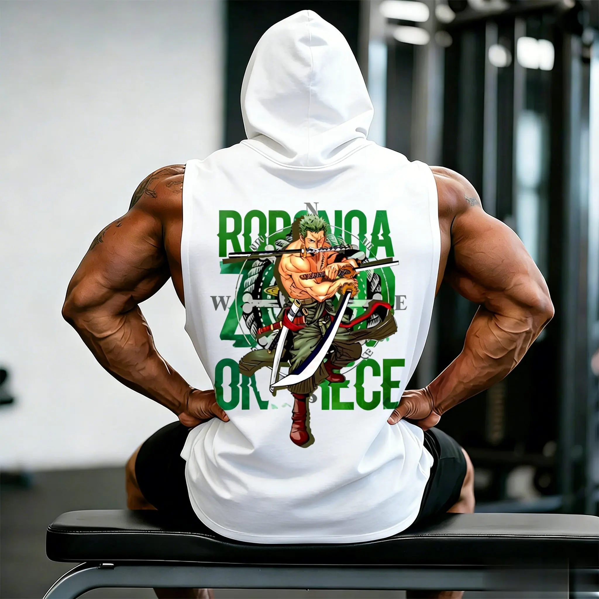 

Мужская майка-безрукавка One Piece Zoro Roronoa с аниме-принтом, хлопковая, для тренировок, спортивная, летняя