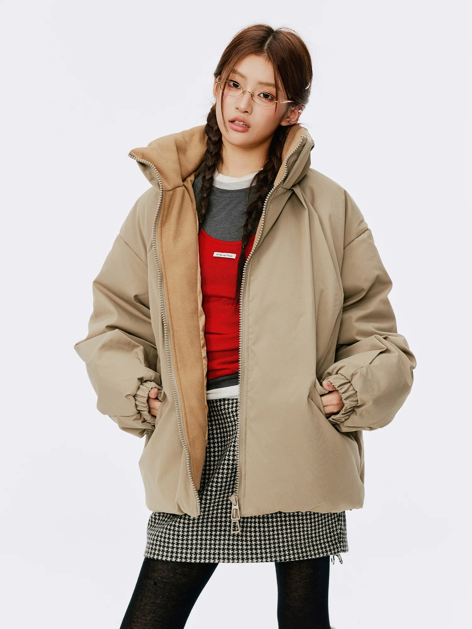 

Винтажная свободная куртка Burgenland из хлопка с воротником-стойкой и плиссировкой, осенне-зимняя верхняя одежда, универсальный ретро-стиль