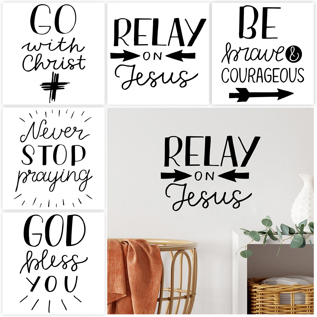 18 Styles For Choice God Bless You Wall Sticker For Door Washbasin Decor Peel & Stick Waterproof English Proverbs Wall Decals