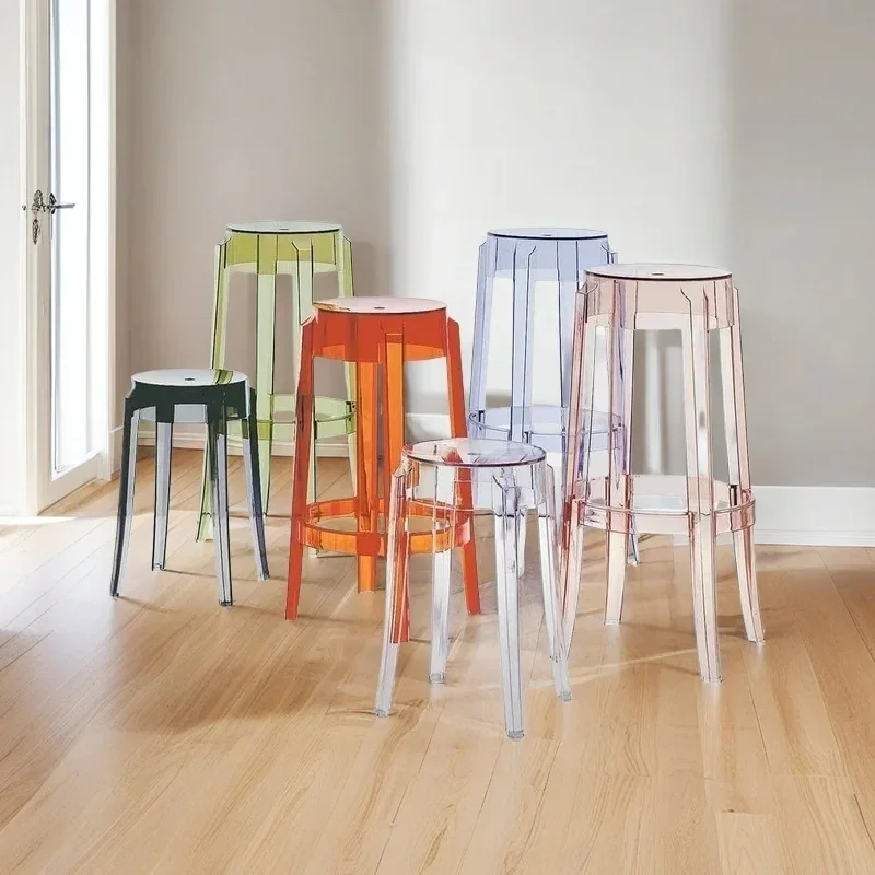 

Acrylic Bar Chair Plastic Transparent Bar Stool Fashion Minimalist Plastic High Chair and Stool 45/65/75cm Height Dining Chair
