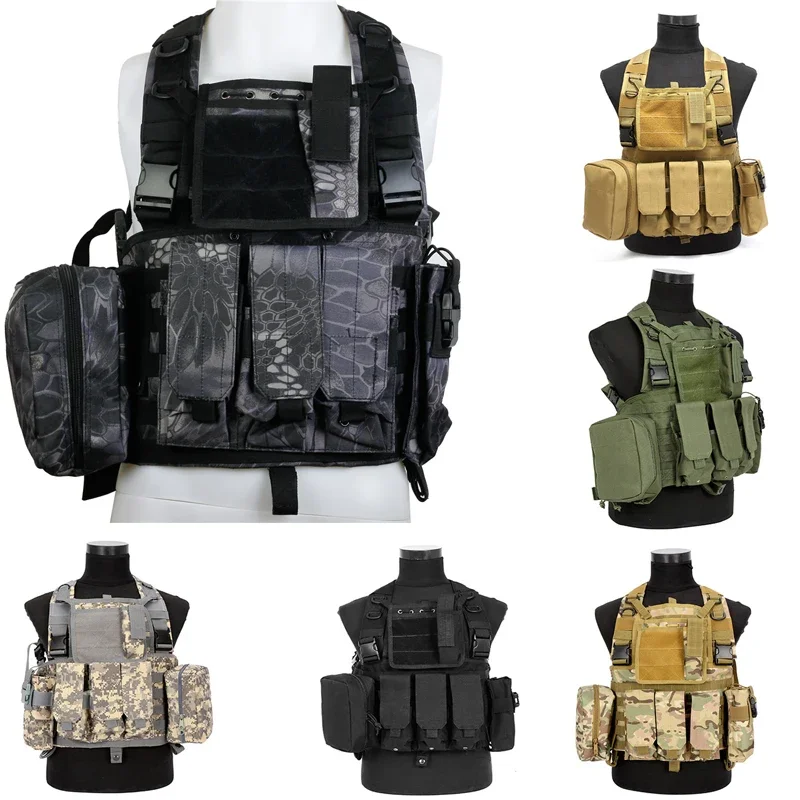 USMC Tactical Combat Molle TMC RRV Chest Rig  Colete Tatico Paintball Harness Airsoft Vest W Canteen Rifle Mag Pouch Multicam