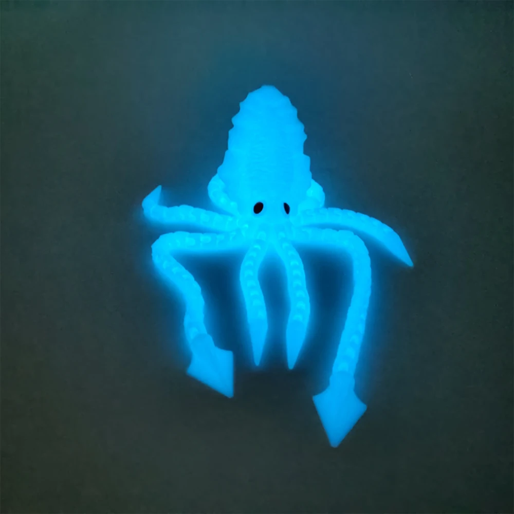 3D Printed Model Toys Multi-Jointed Adjustable Toy Squid Fishbowl Ornament Luminous Ocean Animal Decorative Desktop Boys Gifts