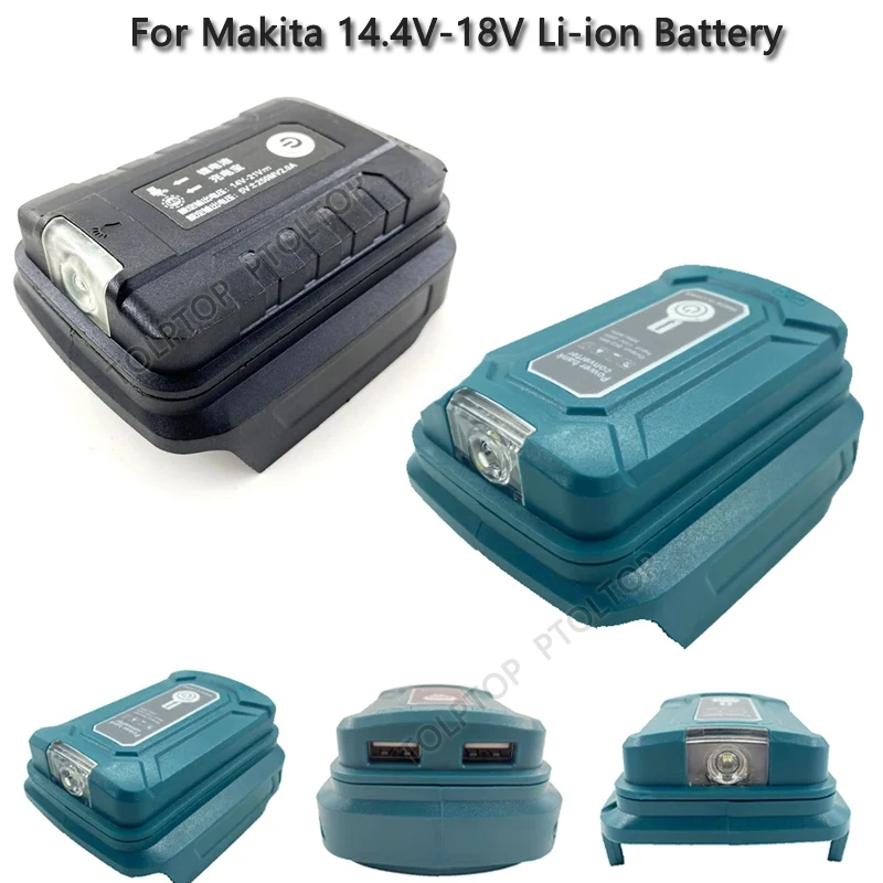 Adaptador de Saída Usb Duplo com Luz Led Fonte de Energia Portátil para Makita 14.4v18v Li-ion Bateria Bl1430 Bl1830
