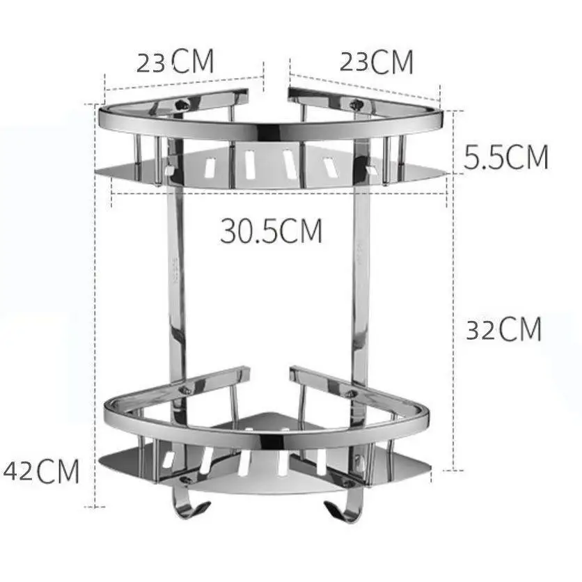 new-304-stainless-steel-corner-shelf-bathroom-storage-rack-no-nail-installation-fan-shape-corner-bracket-organizer