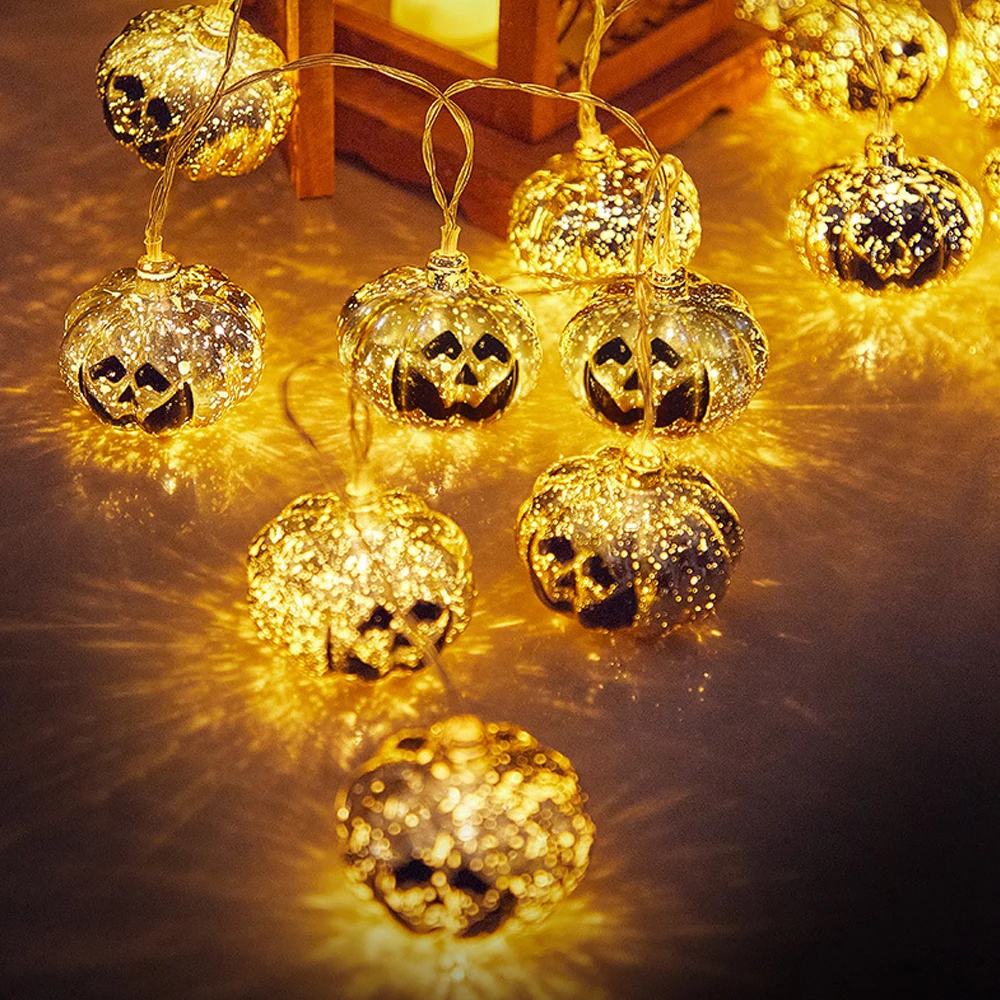 

30/20/10leds Halloween Pumpkin Lights String Gold Rust-proof Pumpkin Lantern for Xmas Christmas Thanksgiving Family Party Decor