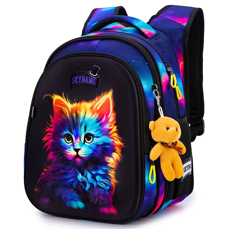 High Quality Brand School Bags For Girls Cartoon 3D Cat Orthopedic Backpack Children School Bags Kids Satchels Knapsack Mochila