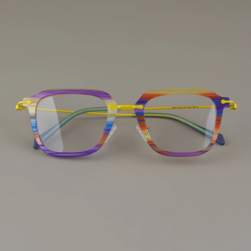 Colorful Acetate Square Glasses Frames For Men Women Japanese Style Handmade High Quality Designer Eyeglasses Can customize lens