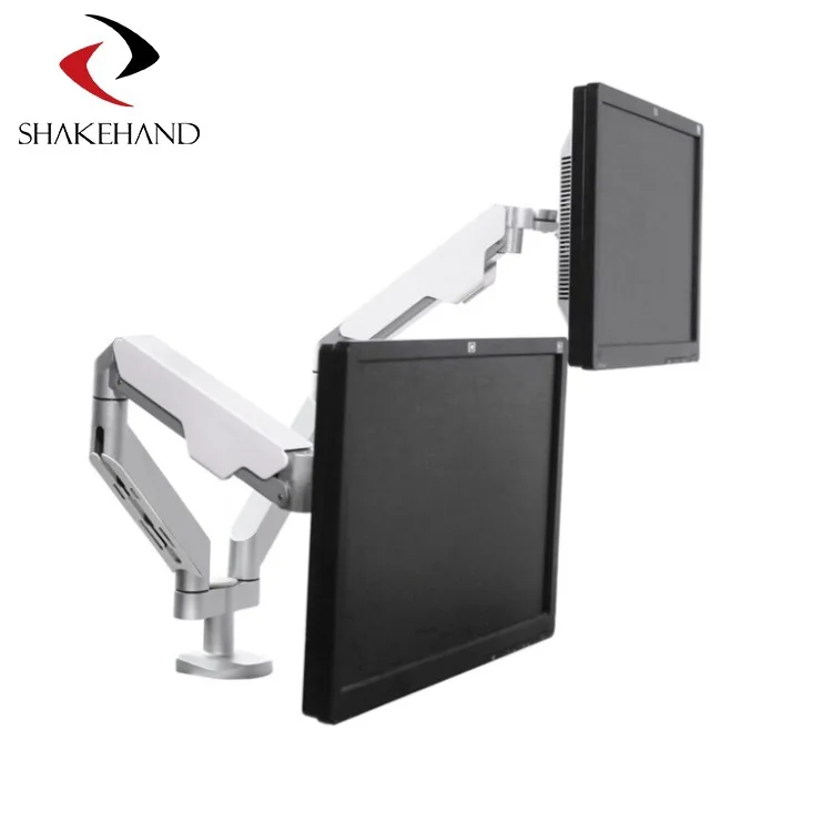 Dual Monitor Gas Spring Arm Stand Model-Sh-X Fits Inch Holds Up To Lbs Kg Vesa X Height Adjustable Swivel Tilt Aluminum
