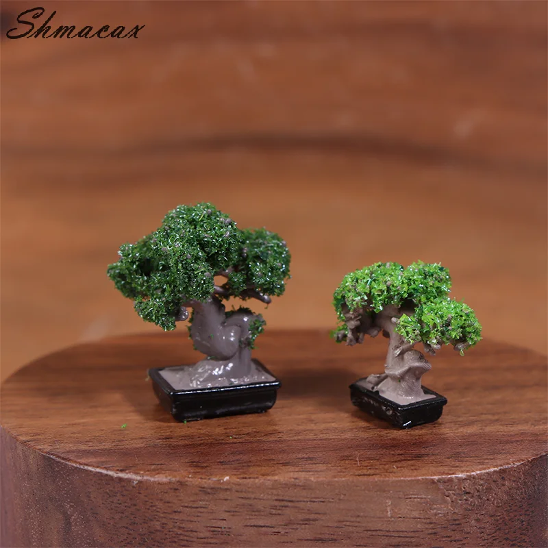 Mini Green Tree Potted Dollhouse, Decorações para Casa, Casa de Bonecas, Micro Paisagem, Ornamento de Jardim, 1:12