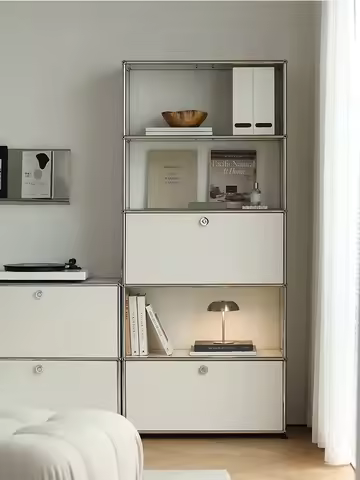 White Storage Cabinet With Drawers Middle Multi-function Stainless Steel Structure with Door for Living Room Furniture Haller - AliExpress 