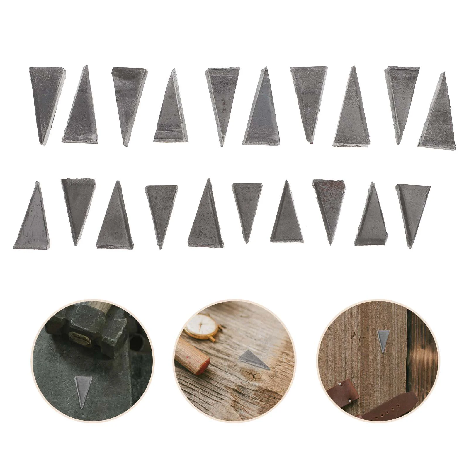 20 Pcs Triangular Hammer Wedge Fixing Fastener Nail Gli Iron Metal Handle Splitting Axe Wedges