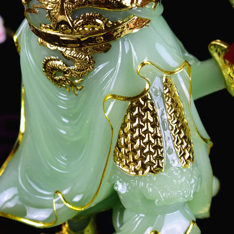 كبير جنوب شرق آسيا عالية الجودة الثروة الله متجر المنزل شركة 9 التنين الأحمر قوان قونغ غوان إيه يي حسن الحظ اليشم التذهيب تمثال