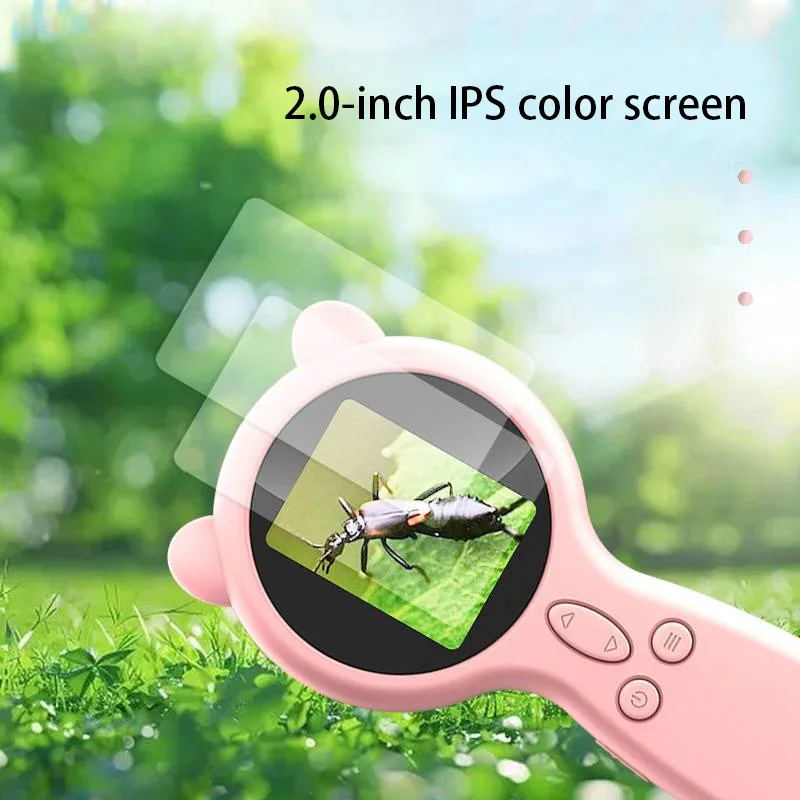 شاشة ملونة 2.0 بوصة، مجهر محمول عالي الوضوح للأطفال مع وظيفة صور وفيديو LED، علوم الألعاب التعليمية
