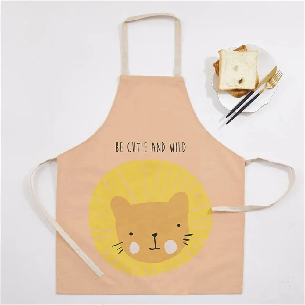 Cartoon Rabbit Floral Kitchen Ladies Apron Home Cleaning Fun Painting Aprons Cat Animal Home Cooking Baking Adult Children Bib