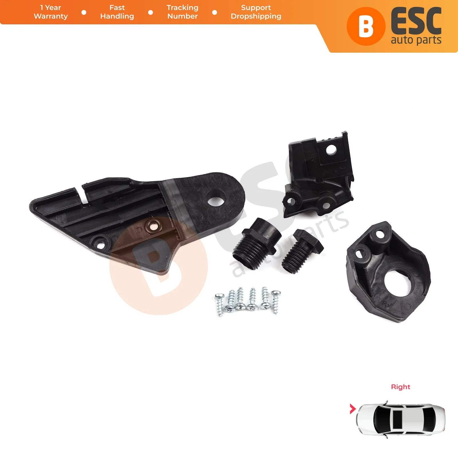 EHL515 Headlight Holder Mount Repair Bracket Tab Set Right Side for Mercedes C Class W204 S204 C204 2007-2014 CL203 A2048201214