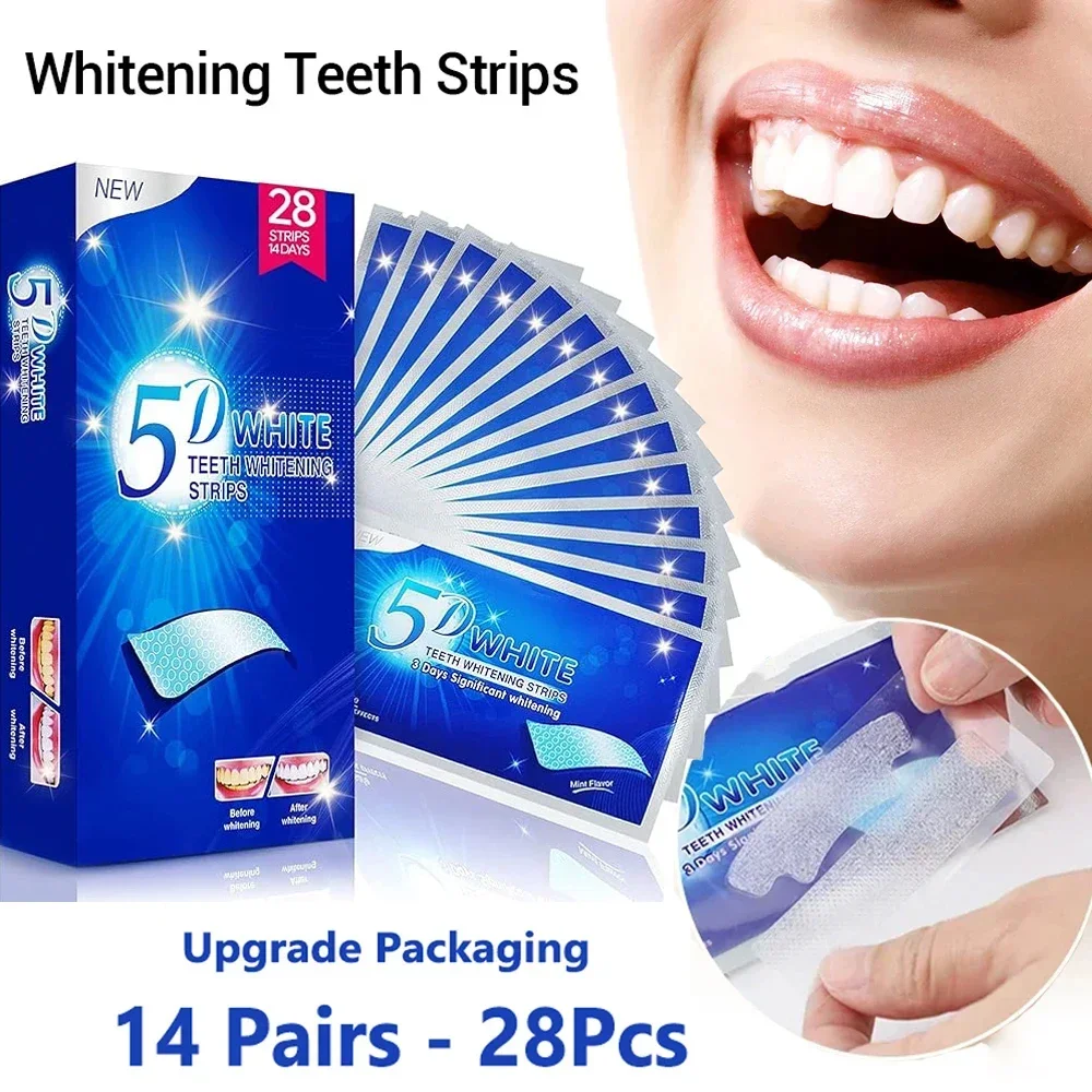 5D Teeth Whitening Strips Tooth Whitener Gel Remove Plaque Stains Oral Hygiene Cleaning Dental Tools Fresh Breath Dentistry Care