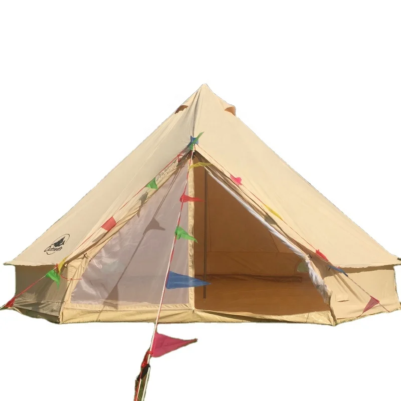 Waterproof pyramid ridge safari canvas fabric desert tent with stove jack