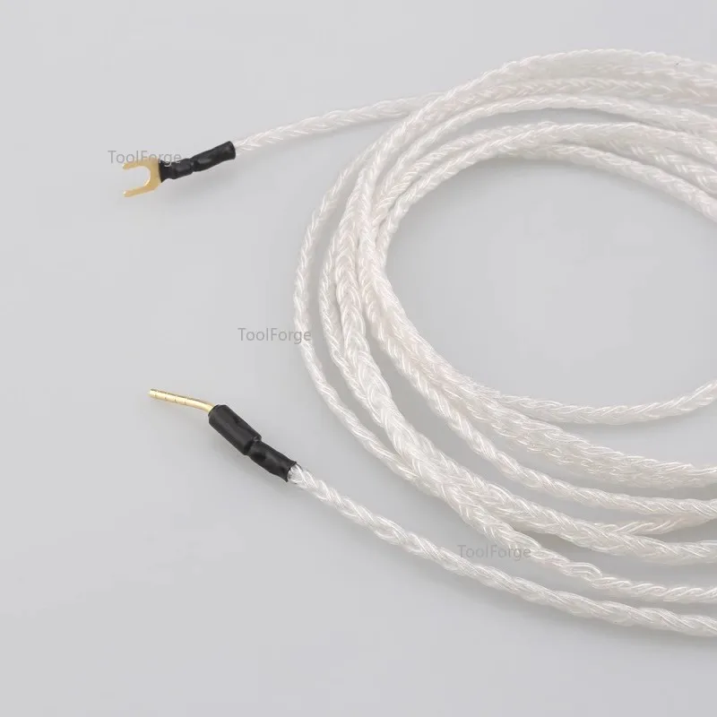 6 Cores Braid 5N Sterling Pure Silver LP Vinyl Audiophile Hifi Audio Cable Amplifier Ground Wire Male To Male Red Copper Y Plug