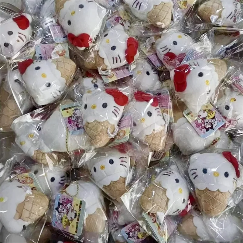 Sanrio จี้พวงกุญแจของเล่น Hello Kitty, กรวยไอศครีมการ์ตูนกระเป๋าจี้เครื่องประดับของขวัญคริสต์มาสเซอร์ไพรส์ของหญิงสาว