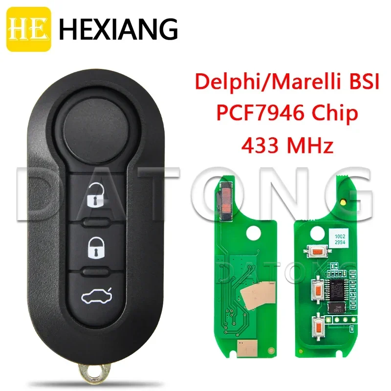 

HE Xiang Car Remote Key For Fiat 500 Grande Punto Doblo Qubo 2006 2007 2013 Delphi BSI ID46 PCF7946AT 433.9 ASK Auto Smart