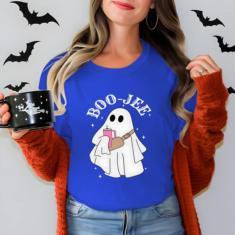 Woman T-shirts Halloween Cute Ghost Boo Graphic T Shirts Women Cartoon Cute Ghost Designs Halloween Gifts Short Sleeve T-shirt