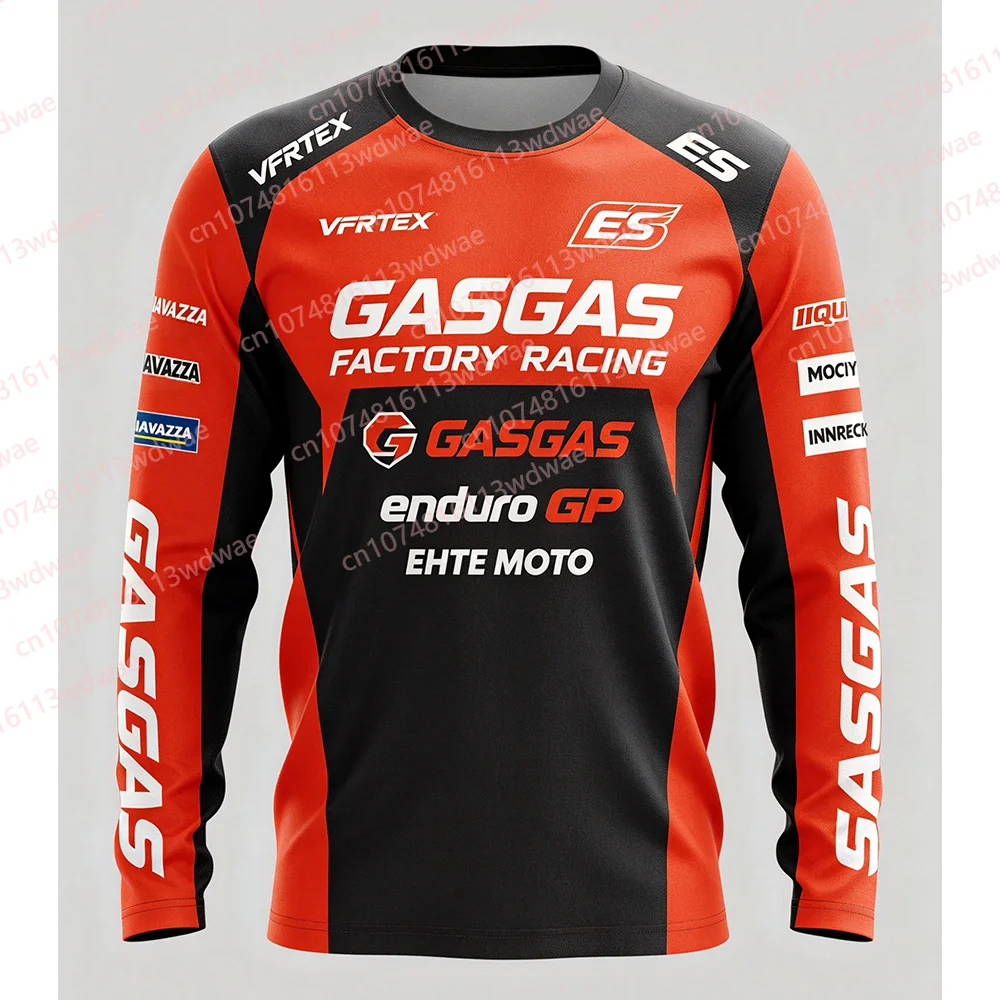 2026 GASGAS Factory Racing Enduro GP Motocross Trikot Herren Schwarz Orange Langarm Atmungsaktives Offroad Outdoor Motorrad-Shirt