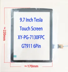 9.7 Inch Tesla Capacitive Touch Screen Digitizer Sensor For Radio 220*170mm  6Pin GT911 XY-PG97130-FPC HLC-1691 ZB097GS0416A