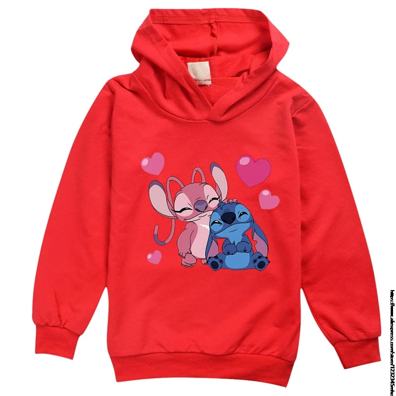 Sudadera con capucha de Lilo y Stitch para niño y niña, ropa de manga larga con estampado de dibujos animados, regalo de Navidad, primavera, 1-16 años