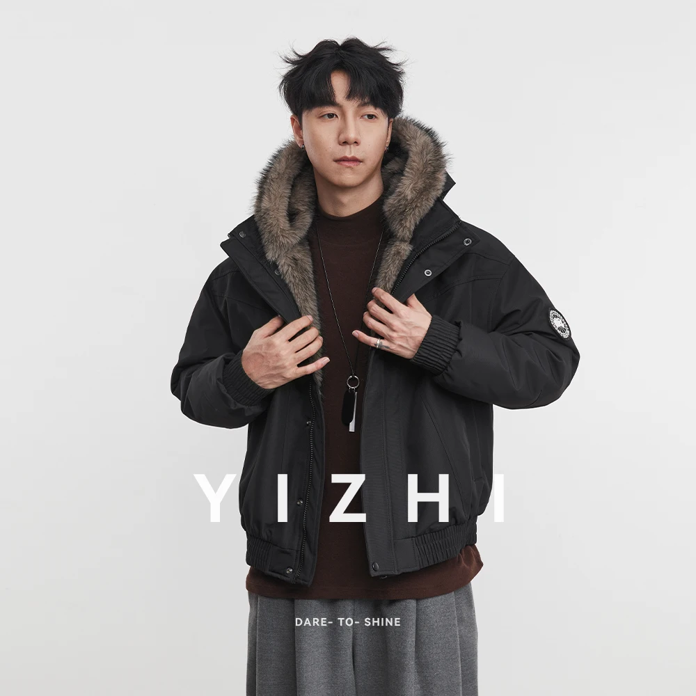 أزياء الرجال الجبل النسر 90 الأبيض بطة أسفل كبيرة أفخم مقنعين أسفل سترة 2025 شتاء جديد يندبروف الدافئة زوجين سترة