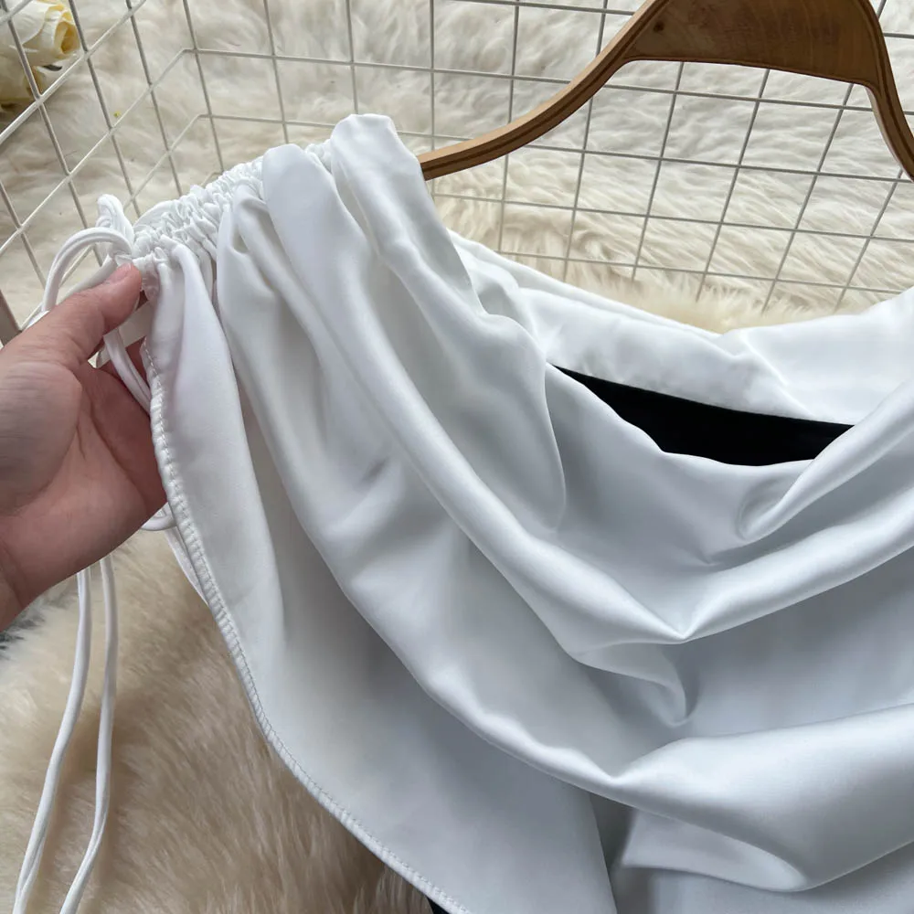 Robe d'été rétro élégante et décontractée, sans manches, en satin épissé, taille haute, fée core, vêtements pour femmes, automne